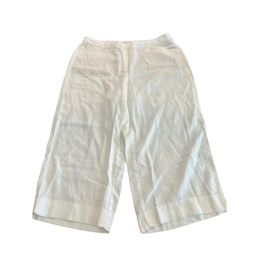 J.Jill Love Linen Women's White Pull-on Crop Wide Leg Pants Size XL
